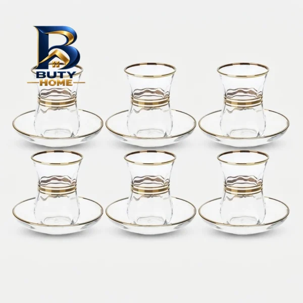 ست نعلبکی و استکان 12 پارچه سری گلد کد 309