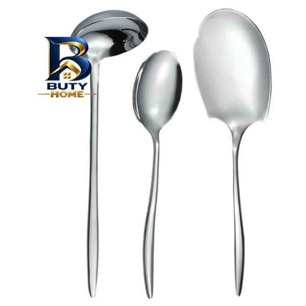 سرویس ملاقه و کفگیر استیل ۳ پارچه جی فی نی مدل 127