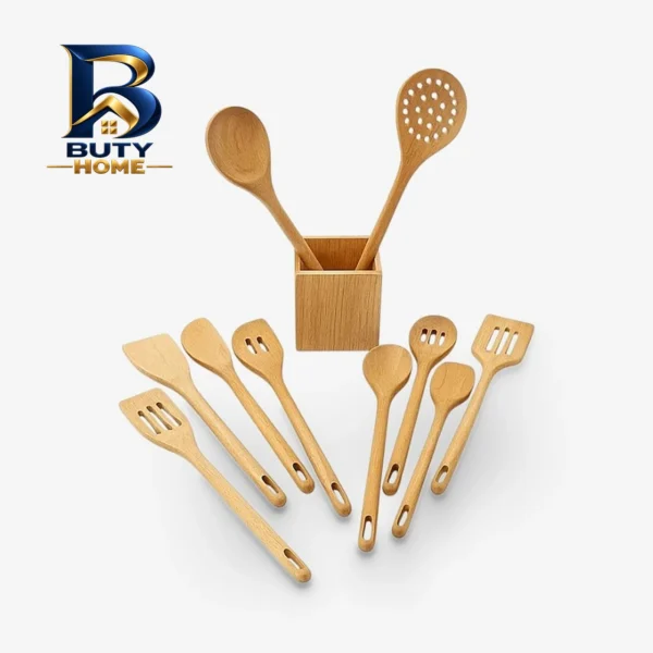 سرویس ملاقه و کفگیر چوبی ۱۱ پارچه دبلیو اِس مدل هایلوکس