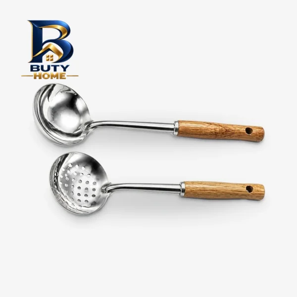 سرویس استیل کفگیر و ملاقه 2 پارچه مدل سوراخ دار