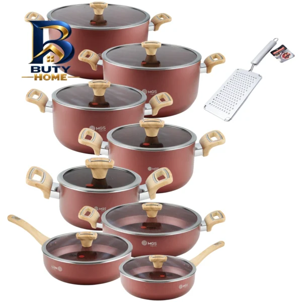 سرویس قابلمه و تابه گرانیت ۱۷ پارچه ام جی اس مدل D