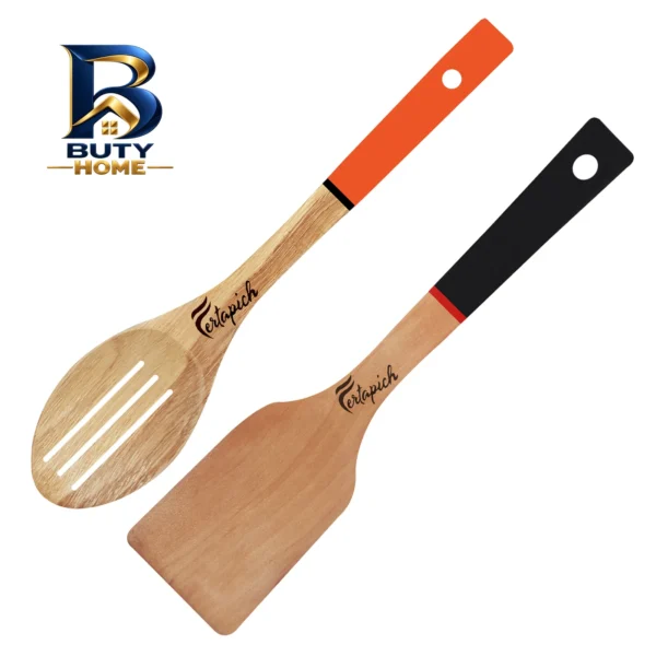 سرویس ملاقه و کفگیر ۲ پارچه فرتاپیچ مدل چوبی کد 068
