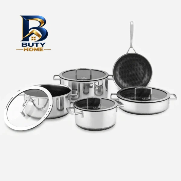 سرویس قابلمه استیل 9 پارچه جی فی نی مدل 01