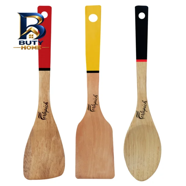 سرویس ملاقه و کفگیر ۳ پارچه فرتاپیچ مدل چوبی کد 034