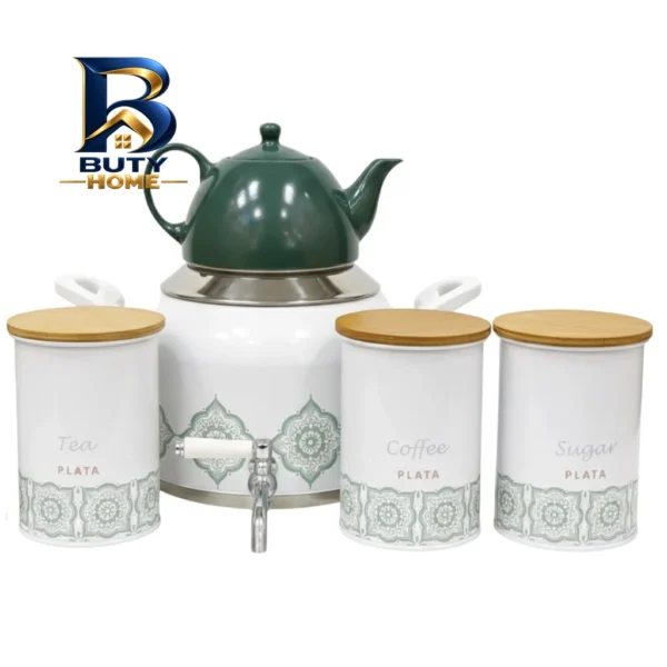 ست کتری و قوری کیتچن ورپلاتا مدل Greeny Flor گنجایش ۶ لیتر ۰.۵ لیتر مجموعه ۵ عددی اصل