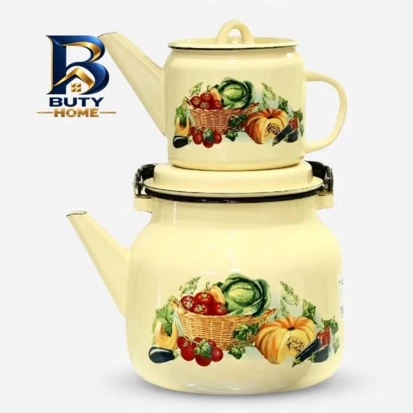 ست کتری و قوری لعابی طرح کدو با گنجایش 3/5 لیتری