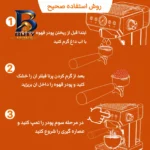 اسپرسوساز خانگی نیمه اتوماتیک فارموکس مدل FX-۲۳۰ با فشار بخار ۲۰ بار، توان ۱۳۶۰ وات و بدنه استیل اصل