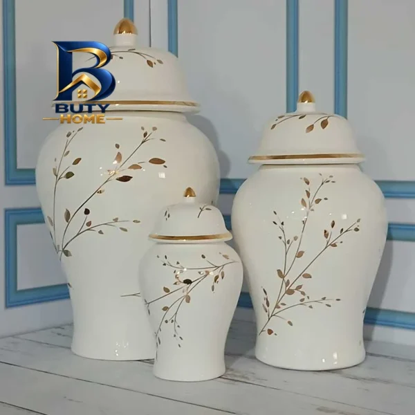 بانکه مدل جینجر جار طرح گل های بهاری کد ۳۹۱ مجموعه سه عددی