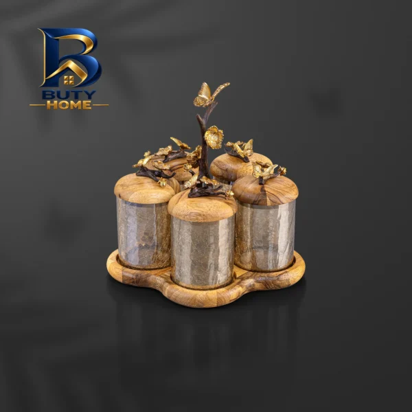ست جا ادویه ۵ پارچه گلدکیش طرح باترفلای مدل GK۸۲۹۸۲۳ به همراه استند اصل