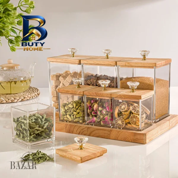 ست ادویه ۸ پارچه مدل کف چوبی کد DH۲۲۰۳ اصل
