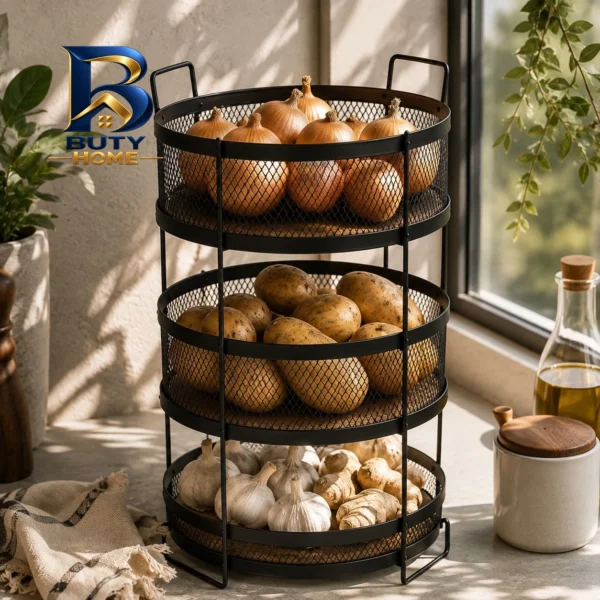 سبد پیاز و سیب زمینی سه طبقه مدل توری