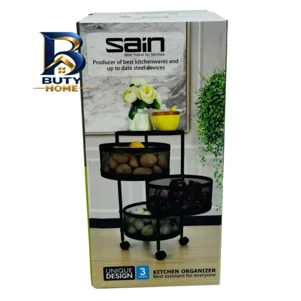 سبد پیاز و سیب زمینی ساین مدل گردان توری دو نیم طبقه بدون چرخ