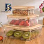 ظرف نگهدارنده لیمون مدل درب چوبی کد HS۲۲۱۱ مجموعه ۳ عددی اصل