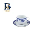 ست فنجان نعلبکی ۱۲ پارچه چینی زرین ایران مدل چای خوری ایتالیا اف ۸ فلورانس سرمه ای درجه ۳