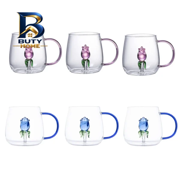 لیوان مدل گلدار بروسیلیکات کد 1369n 2666 بسته دو عددی