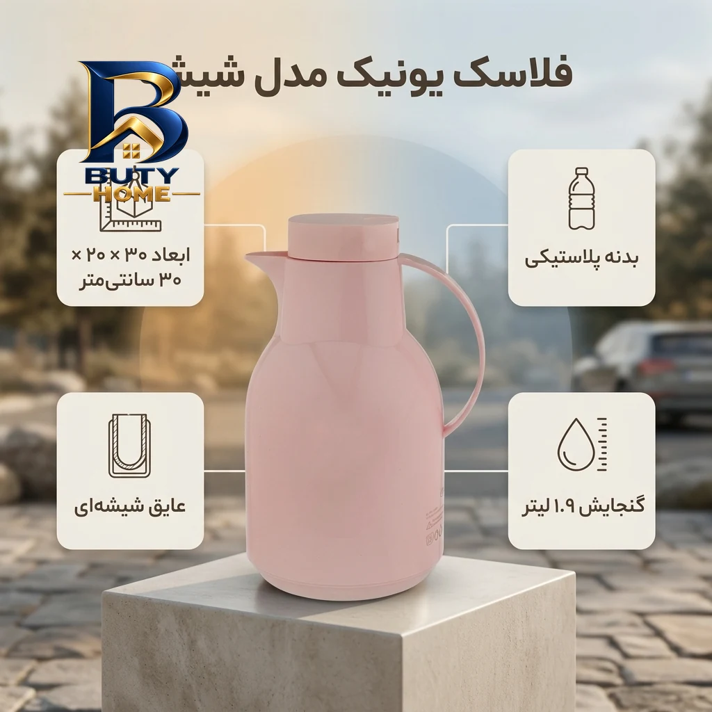 فلاسک یونیک طرح پنگوئن شیشه مدل کد 1957 گنجایش 1.9 لیتر