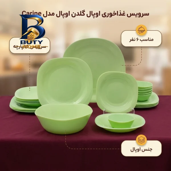 سرویس غذاخوری اوپال ۲۶ پارچه ۶ نفره مدل گلدن Carine