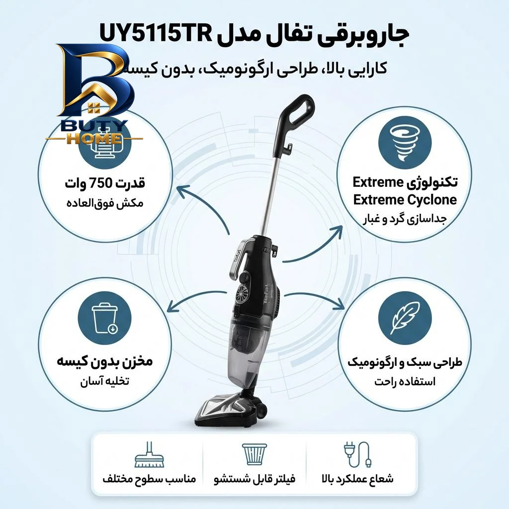 جاروبرقی ۷۵۰ وات تفال مدل UY۵۱۱۵TR اصل