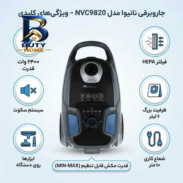 جاروبرقی ۲۴۰۰ وات نانیوا مدل NVC۹۸۲۰ اصل