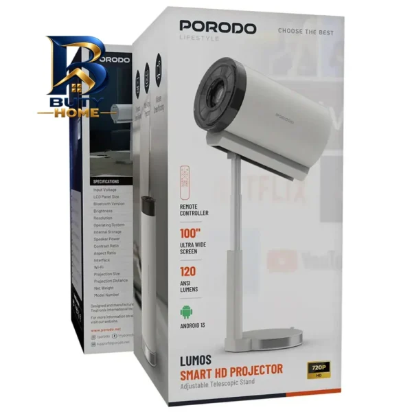 مینی ویدئو پروژکتور پرودو مدل lumos با پایه دار