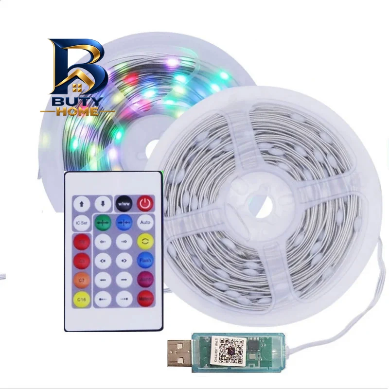 ریسه ال ای دی هوشمند بلوتوثی مدل فول کالر کد RGB IC usb 5v طول 10 متر