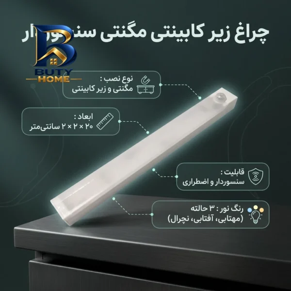چراغ زیر کابینتی مدل مگنتی اضطراری با طرح سنسوردار