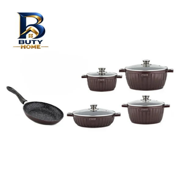 سرویس قابلمه و تابه چدن گرانیت 9 پارچه مدل Rayka فورته