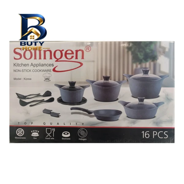 سرویس قابلمه و تابه گرانیتی ۱۶ پارچه زولینگن مدل pc۱۶ اصل