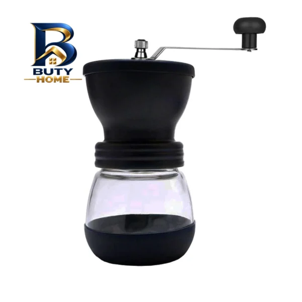 آسیاب دستی قهوه با تیغه سرامیکی قابل شست وشو و محفظه شیشه ای