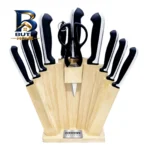 سرویس چاقو ۱۱ پارچه با تیغه استیل و دسته باکالیت هپی کیچن مدل Stone Knife 11