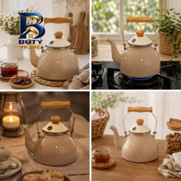 کتری مدل لعابی دسته چوبی اصل