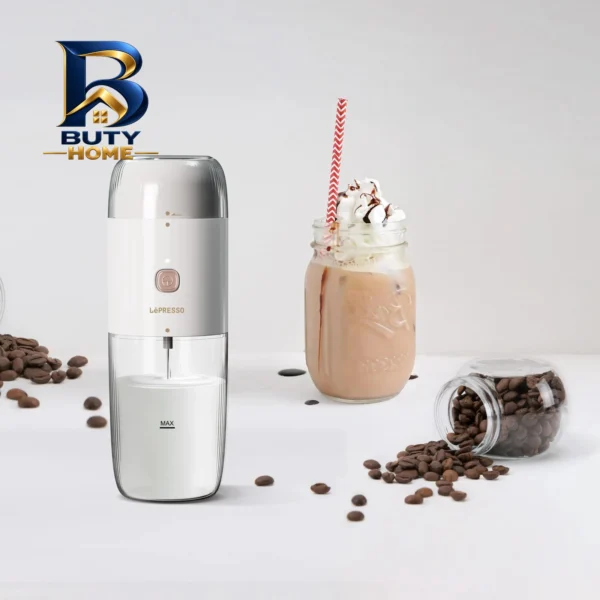 قهوه ساز لپرسو مدل دستگاه دو کاره فوم شیر و آسیاب LePresso LPMFGRWH ۲IN۱ Portable Milk Frother اصل