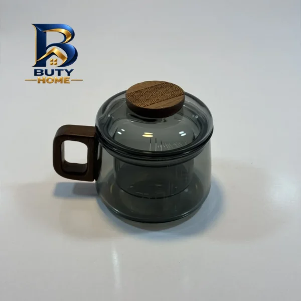 فنجان دمنوش مدل چوبی با گنجایش 100 میلی لیتر و صافی