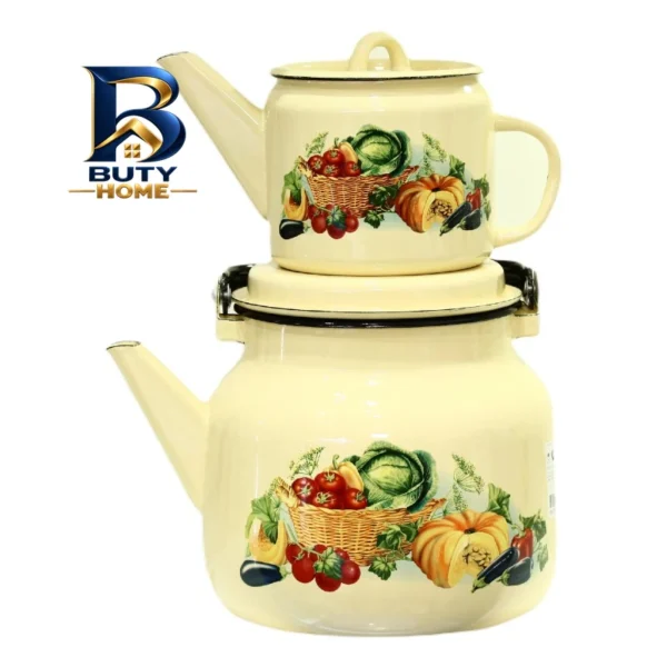 ست کتری و قوری لعابی طرح کدو با گنجایش 3/5 لیتری