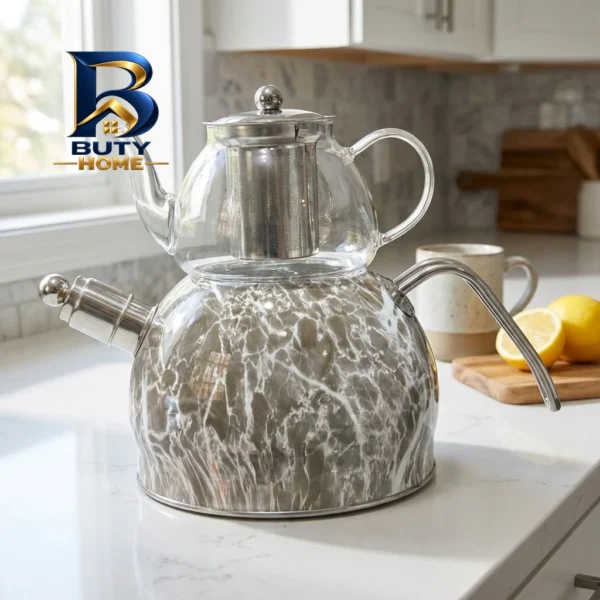 ست کتری و قوری هوم لوکس مدل AL-۹۸۵۷B گنجایش ۳ لیتر گنجایش ۰.۷ لیتر اصل