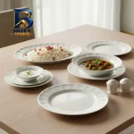 سرویس غذاخوری 29 پارچه چینی زرین ایران مدل نئوکلاسیک سفید درجه 3