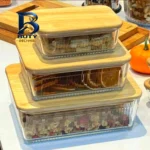 ظرف نگهدارنده لیمون مدل درب چوبی کد HS۲۲۱۱ مجموعه ۳ عددی اصل
