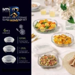 ظرف نگهدارنده شیشه ای لیمون کد ۲۴۷۱ مناسب برای قراردادن در مایکروویو، یخچال، فریزر مجموعه ۳ عددی اصل
